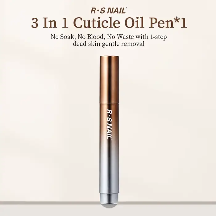 RSNAIL Stylo à huile pour cuticules 3 en 1 avec poussoir à ongles en céramique pour ongles secs et e