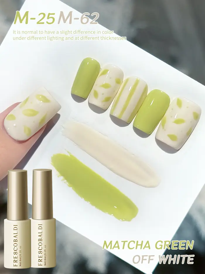 2 pièces 25 + 62 --- 2025 printemps/été couleurs pour ongles les plus vendues Matcha vert lait blanc vernis
