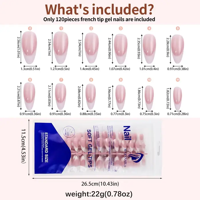 120 pièces rose moyen amande français faux ongles dégradé Design blanc
