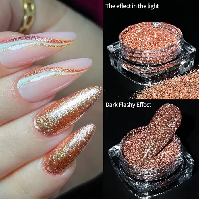 Poudre de paillettes pour ongles brillantes argentées réfléchissantes Net2-3g holographique argent é