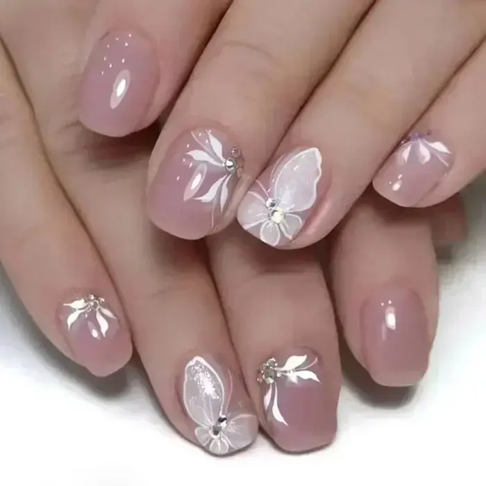24 pièces mode faux ongles presse sur tête carrée courte
