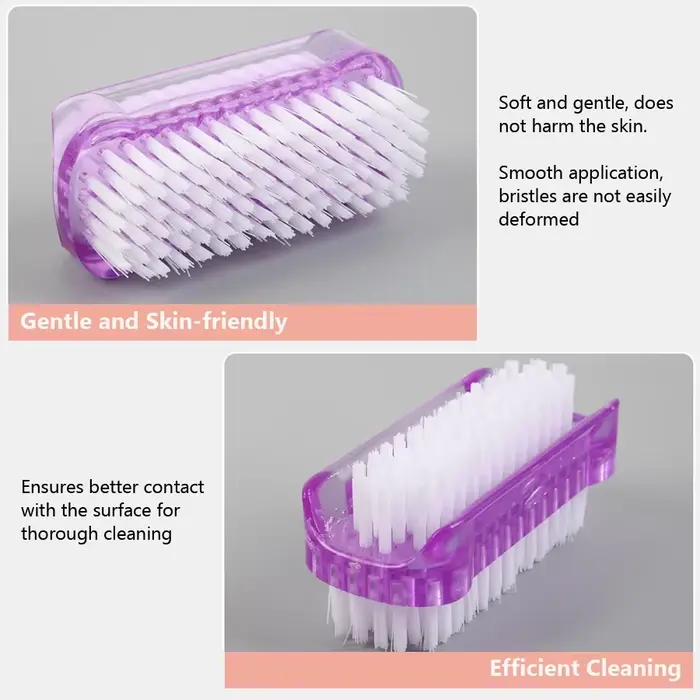 Brosse de nettoyage des ongles double face, outil de manucure et de pédicure, idéal pour les ongles 