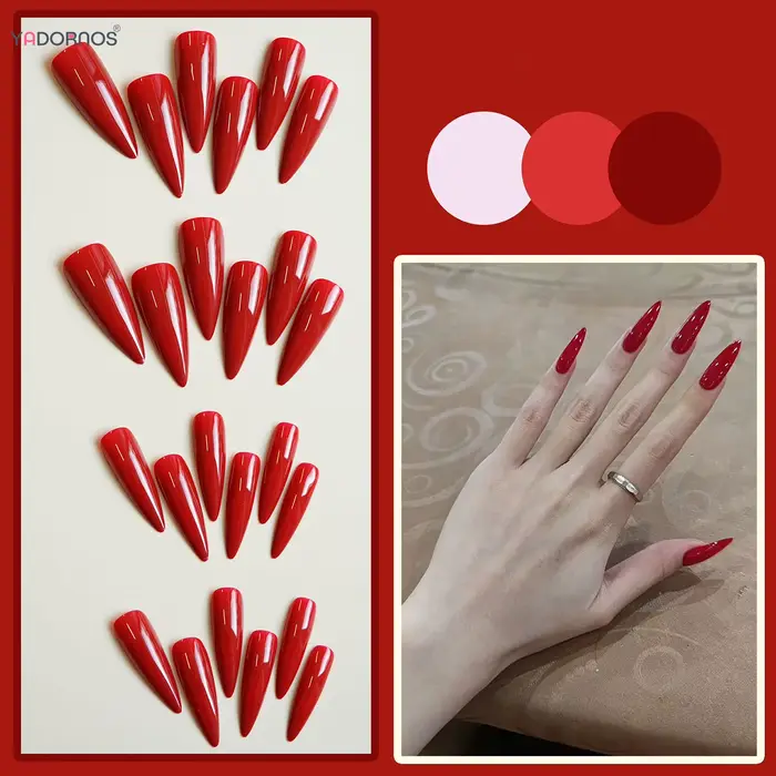 Faux-ongles à pression en forme de cercueil