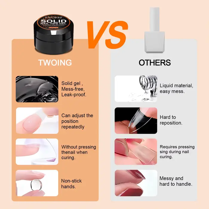 TWOING 8g clair solide ongles conseils Gel longue durée forte adhérence UV/LED Gel de construction