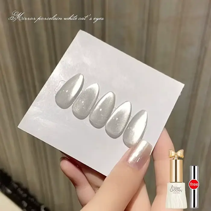 MISSGOOEY-Verhéritage à ongles en gel œil de chat blanc, effet miroir, caméléon, magnétique, pour sa