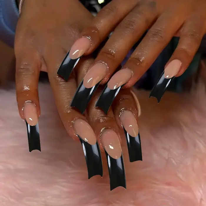 20 pièces mode courbe carré faux ongles Art Simple blanc français longs faux ongles ensembles fini r