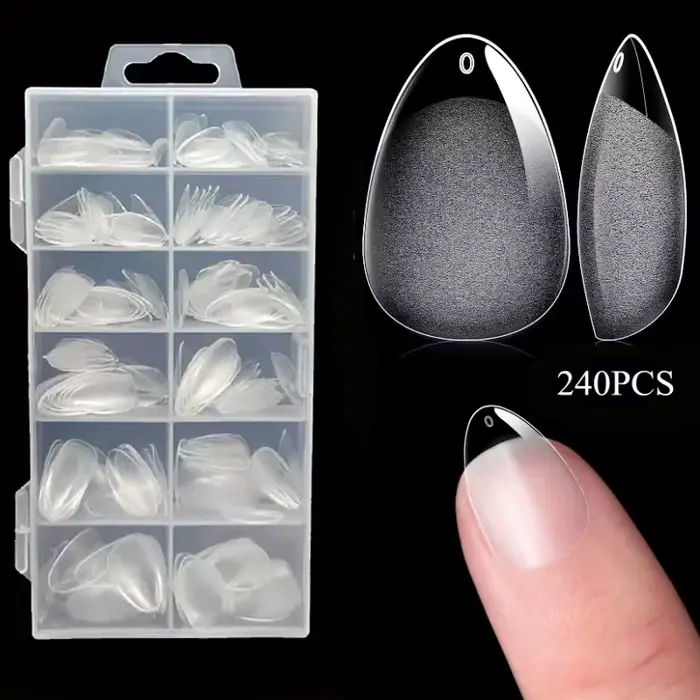 240 pièces XXS Super court amande couverture complète sculpté doux Gel ongles conseils presse sur fa