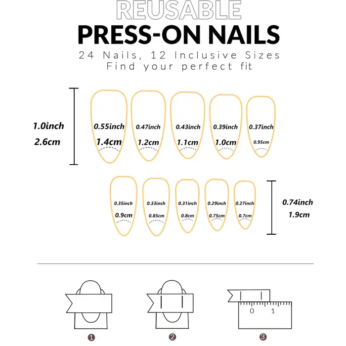 24 pièces-ongles faux amande blanche