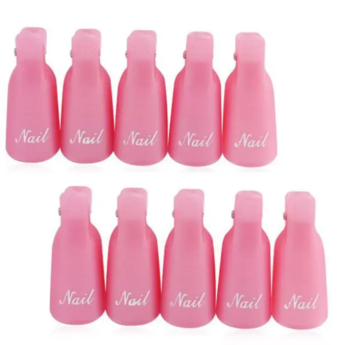 Clips dissolvant de vernis Gel UV, 10 pièces/boîte, Clips colorés en acrylique pour Nail Art, capuch