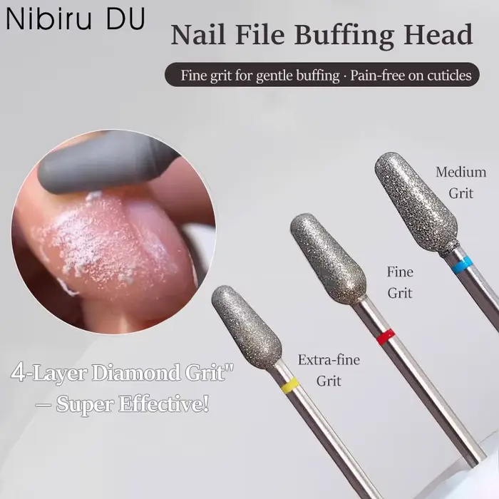 Limes à ongles en diamant, perceuse, mèche de polissage des cuticules, tête de meulage des ongles, m
