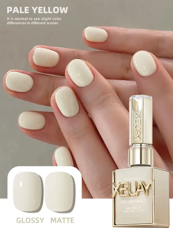 Vernis à ongles Gel jaune pâle, 15ml, à tremper pur, sans lingette, adapté à toutes les saisons, 1 p