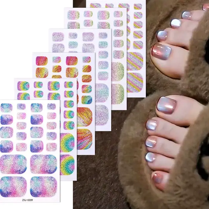 22 bandes/feuille de bandes adhésives en gel semi-durci pour ongles de pieds