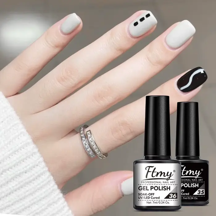 Ensemble de vernis à ongles Gel noir et blanc