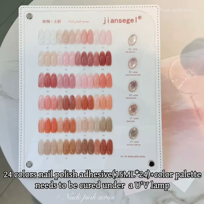 Ensemble de gel à ongles en soie de jade 24 couleurs pour salons de beauté