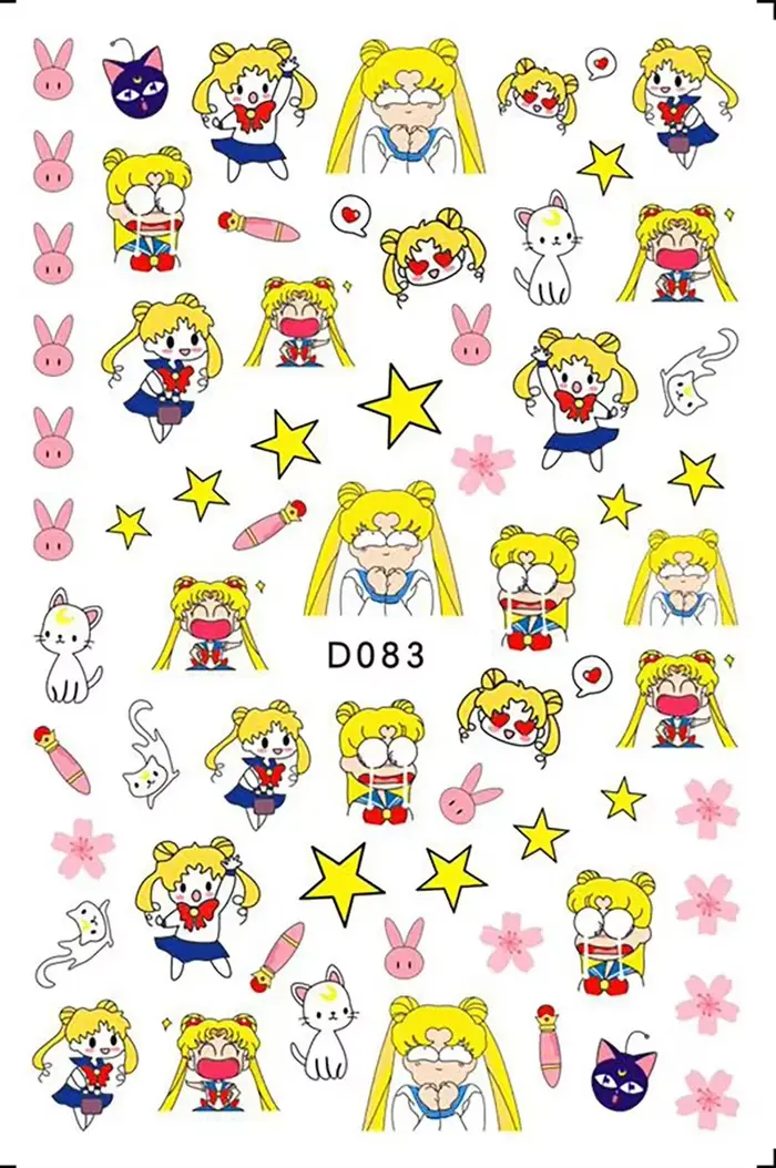 Autocollants pour ongles Miniso Anime Girl, 1 pièce, autocollants Pokémon de dessin animé, personnag