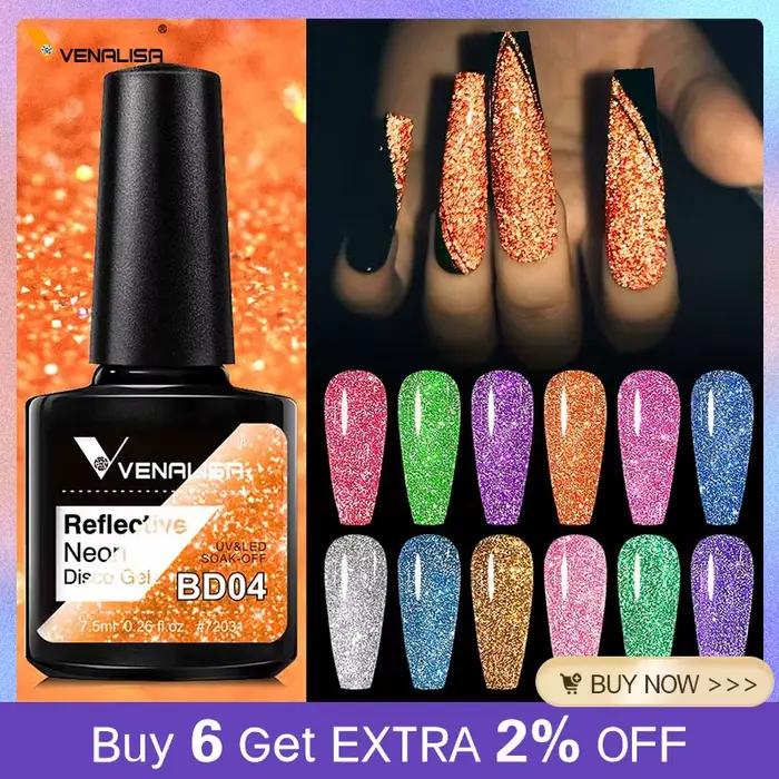 Venalisa vernis à ongles Gel à paillettes réfléchissantes couleur néon couverture complète Pigment Nail Art manucure