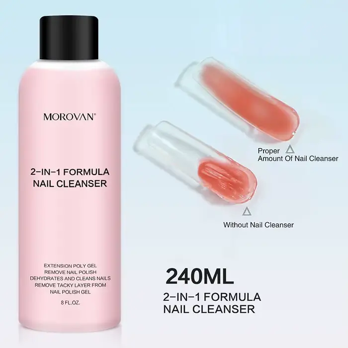Nettoyant pour ongles 2 en 1 de 8oz (Solution antidérapante en Gel pour extensions d'ongles Poly +