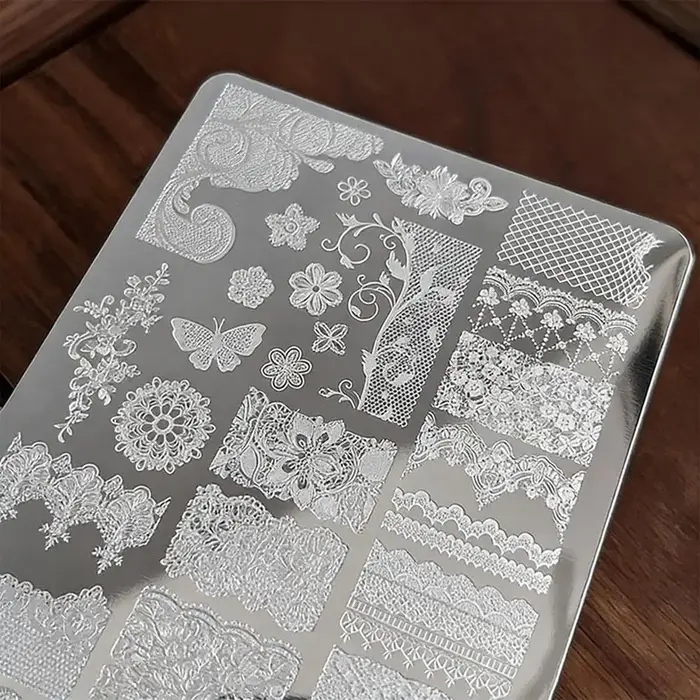 1 pièce Plaque de stamping pour nail art en dentelle française