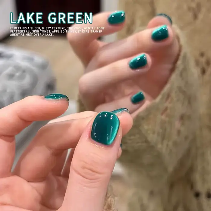 MIANEL 2026 Nouvelle Collection Été Vernis à Ongles Vert Effet Blanc Perles de Verre Transparent