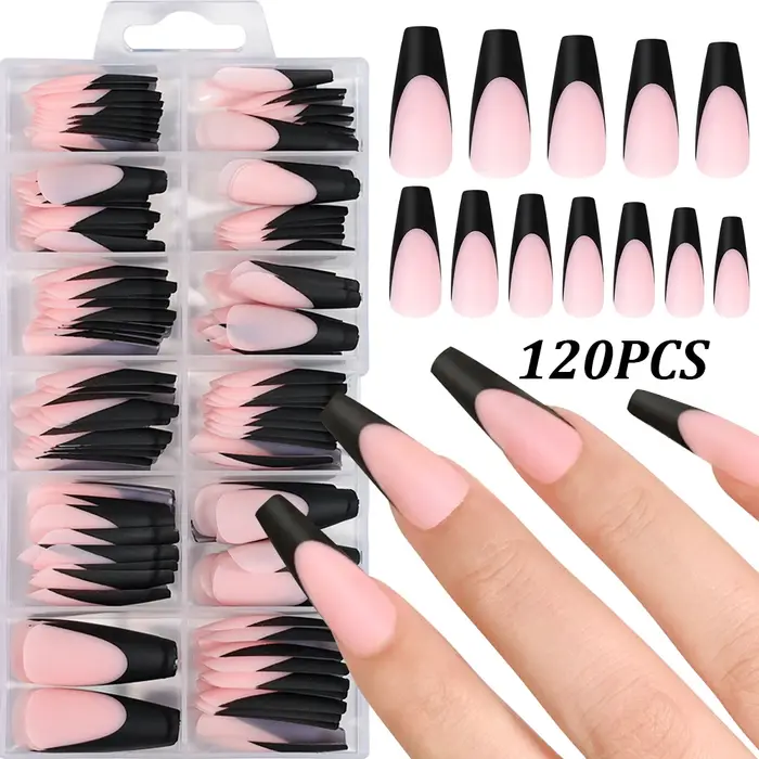 120 pièces/boîte mat rose français presse sur ongles acrylique longs carrés faux