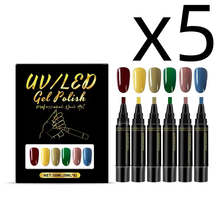 Stylo à vernis à ongles 6 couleurs