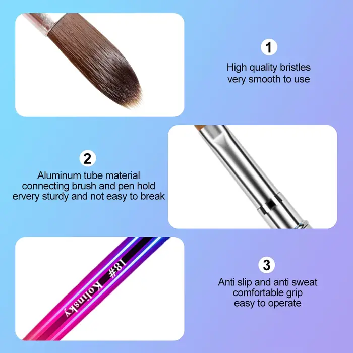 Kolinsky brosse à ongles pour manucure Gel