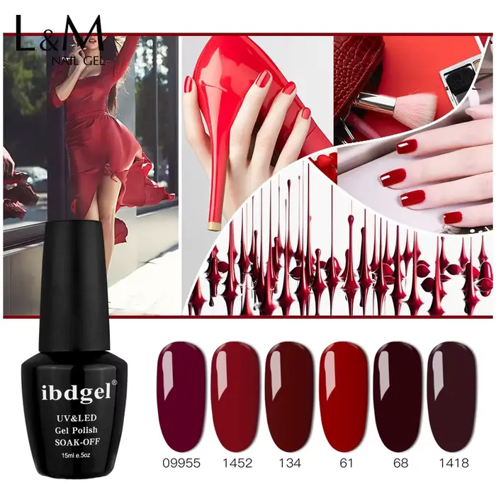 ibdgel Gel Polish UV Soak Off Pure Red Green Color Varnish Nail Gel Polish Nail Manicure 15ml semi-permanent Varnish Gel Polish