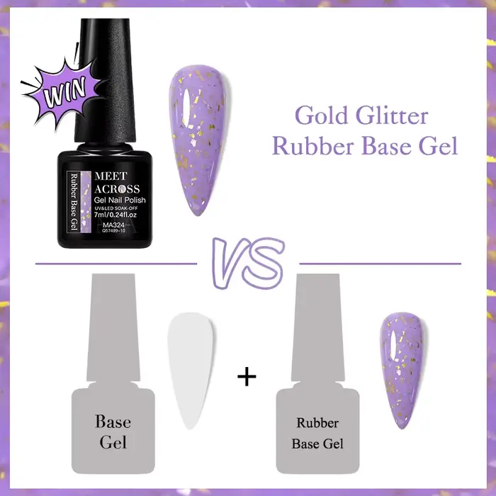 Gel de base en caoutchouc pailleté or 7 ml