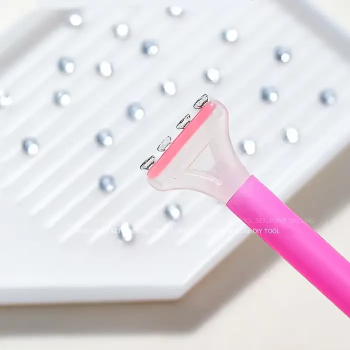 Pickers de strass pour Nail Art, stylo à points avec plateau de rangement, pâte à colle pour diamant