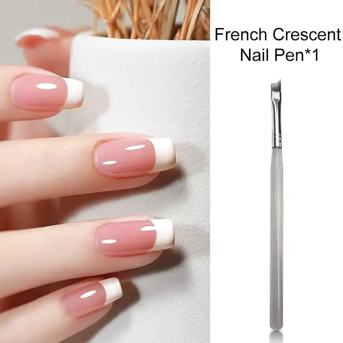 RS Nail – brosse professionnelle pour Nail Art français, en forme de demi-lune, Gel UV et peinture a
