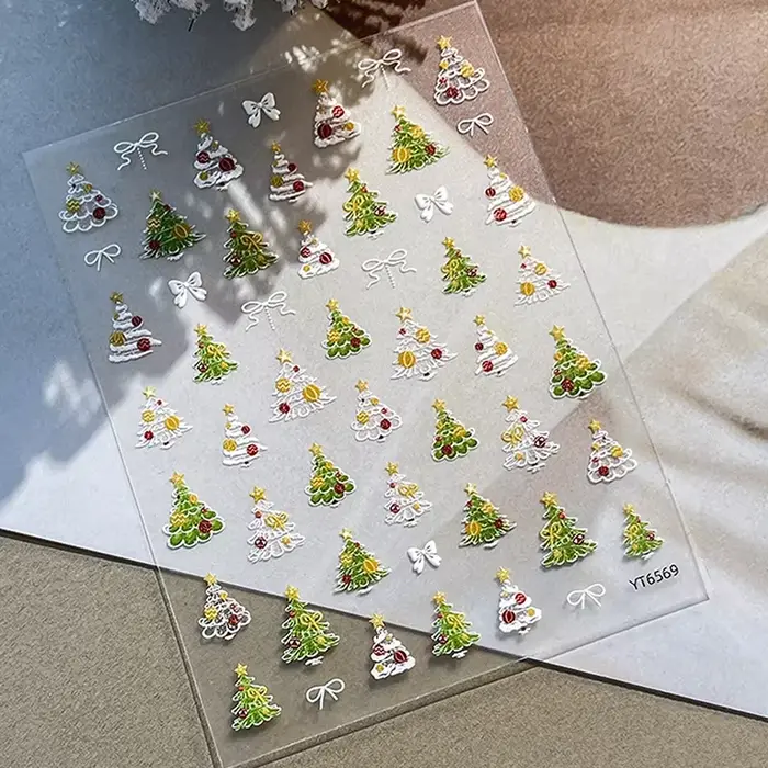 Autocollants pour ongles en forme d'arbre de noël