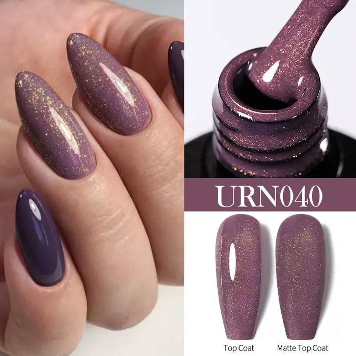 UR SUGAR 7/7.5ml Vernis à ongles gel couleur nude pailletée semi-permanent