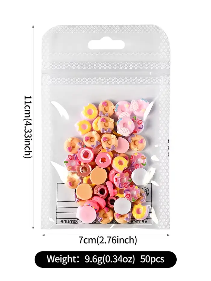 50 pièces 3D mixte dessin animé beignets Nail Art breloques Kawaii Dessert/beignet ongles décorations pour bricolage artisanat cheveux manucure accessoires
