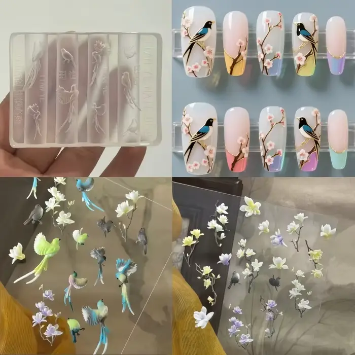 Moule d'art d'ongle sur le thème de la forêt tropicale