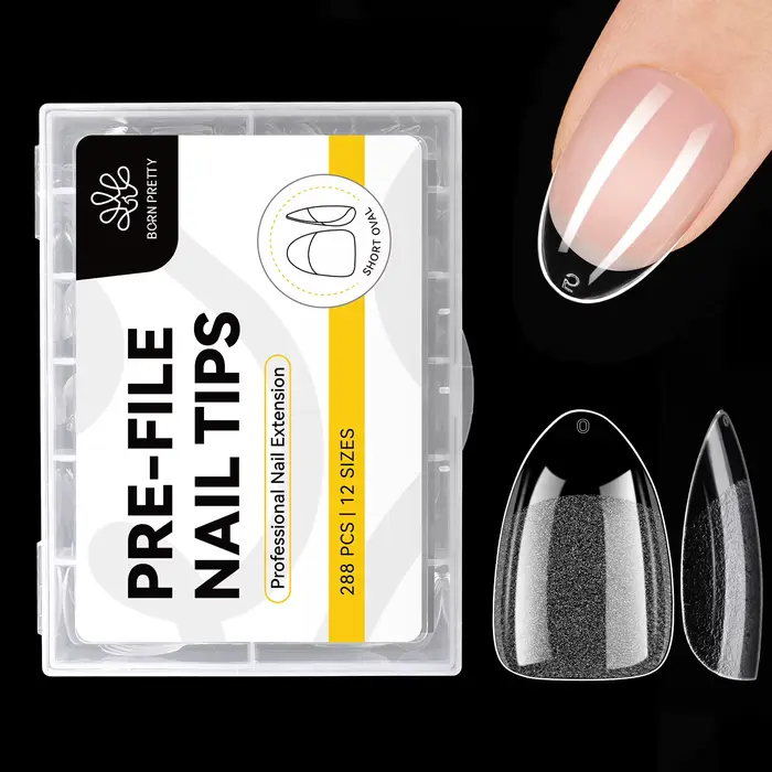 BORN PRETTY Faux Ongles Courts Ovales 288 Pièces Pré-limés Semi-Mat à Presser Couverture Complète pour Extension d'Ongles DIY