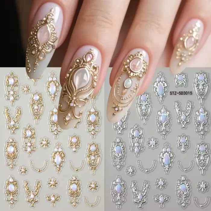 Autocollants d'art d'ongles 5D luxueux