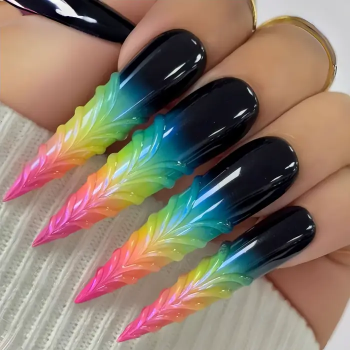 Faux ongles longs en forme de goutte d'eau 3D pour femmes et filles