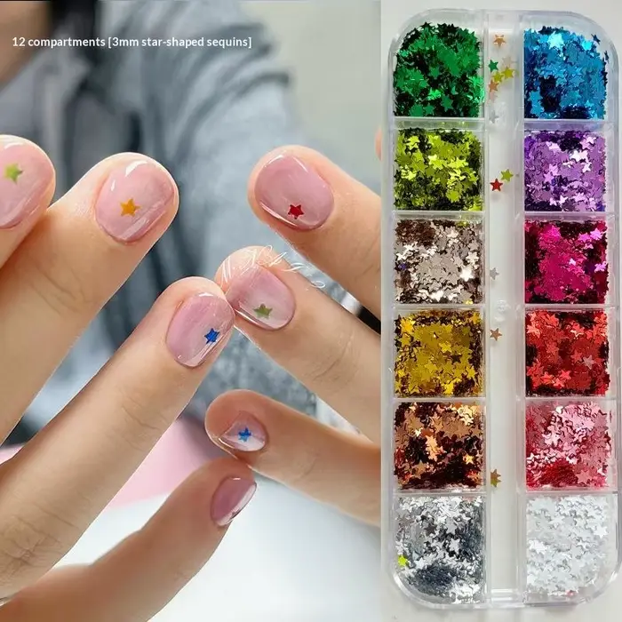 【12Grids Star Sequin Five-pointed