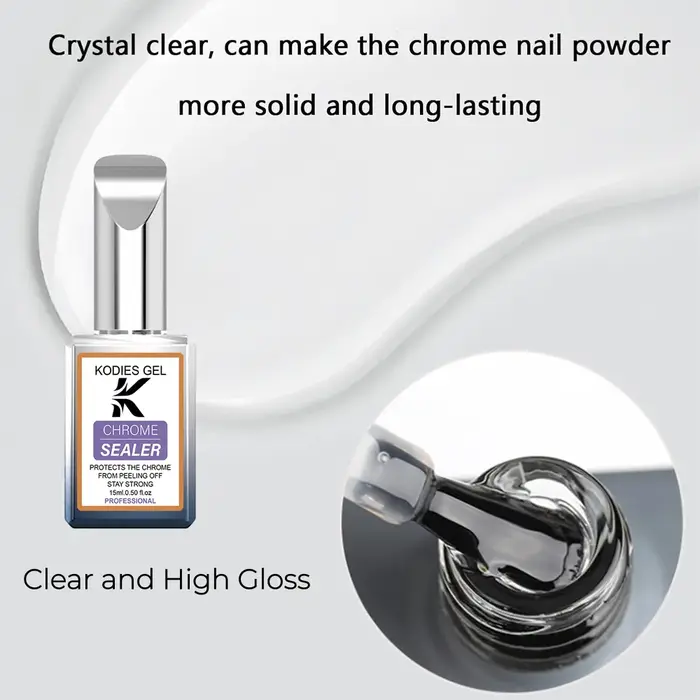 1 pièces clair ongles Chrome couche de finition Gel Vernis