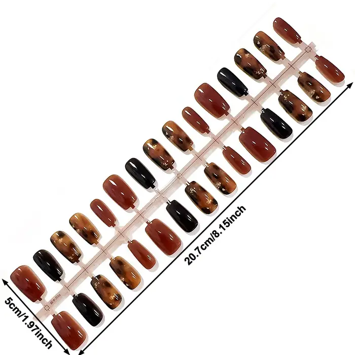 30 pièces presse sur ongles automne hiver Caramel ambre ombrage décoration portable faux