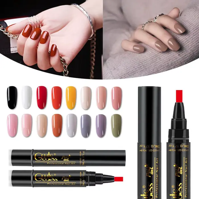 Stylo de vernis à ongles Gel de couleur unie pour Nail Art Gel Semi Permanent couche de finition
