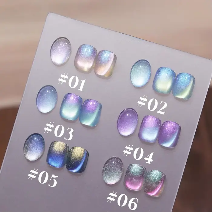 TC 10ML Aurora nuit cristal oeil de chat Gel Internet rouge presse sur les ongles glace Transparent Double lumière soie