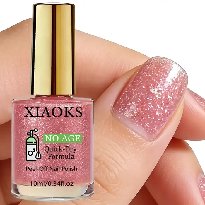 Vernis à ongles rose pailleté - Naturel, séchage rapide, sans cuisson nécessaire, brillance longue durée pour les ongles, protège les ongles fins et mous, renforce les ongles, rehausse la beauté, conv