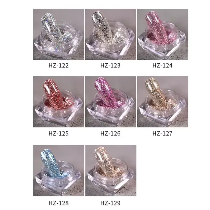 Nail Art bricolage nouvelle poudre de platine chaude 3D mélangée 8 couleurs ensembles de poussière d'ongle paillettes