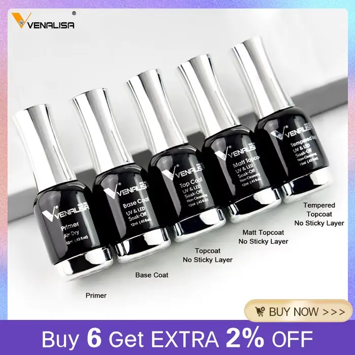Venalisa TPO gratuit trempé couche de finition vernis à ongles Gel platine