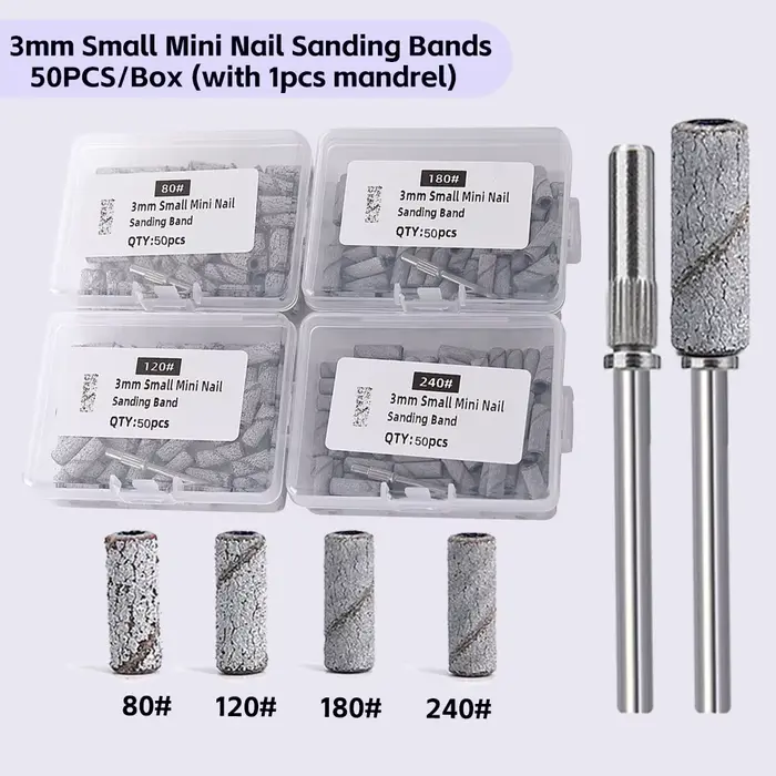 50/100 pièces 3mm petites bandes de ponçage des ongles ensemble pour forage des ongles fraisage manu