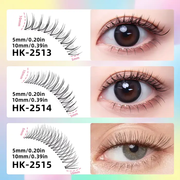 14 paires de faux cils naturels en forme de U