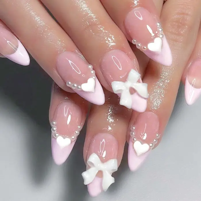 24 pièces nu rose doux faux ongles court bec de canard imprimé léopard français