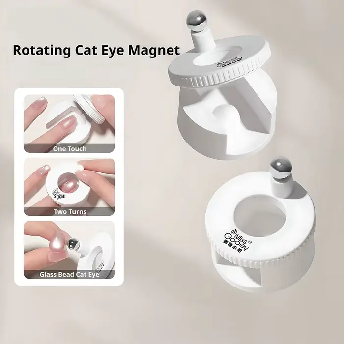 Aimant rotatif pour ongles effet œil de chat, large, avec perles de verre, multifonctionnel, puissan