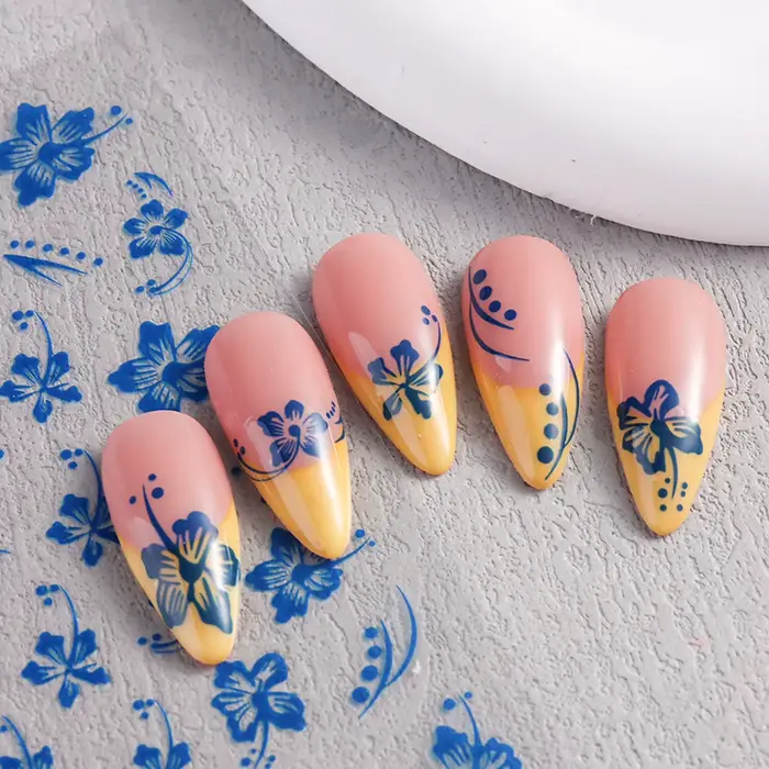 Autocollants pour ongles fleur d'hibiscus